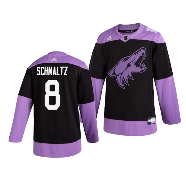NHL Coyotes 8 Nick Schmaltz Black Purple Hockey Fights Cancer Adidas Men Jersey