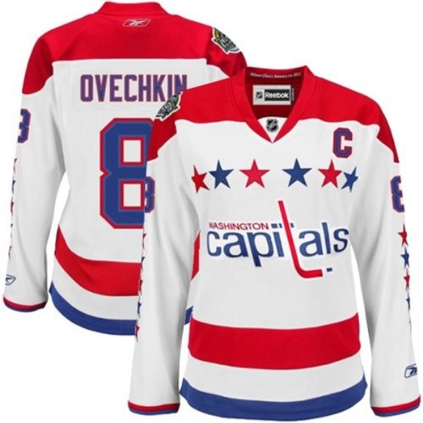 NHL Capitals 8 Alex Ovechkin 2011 Winter Classic Vintage White Women Jersey