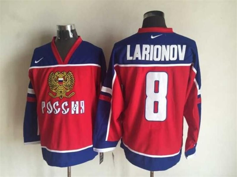 Team Russia 8 Igor Larionov 2015 Ice Winter Hocky Jersey