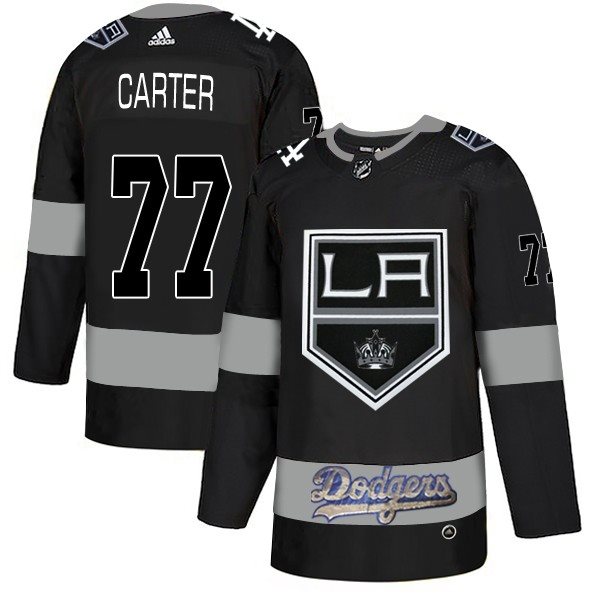 NHL LA Kings With Dodgers 77 Jeff Carter Black Adidas Men Jersey