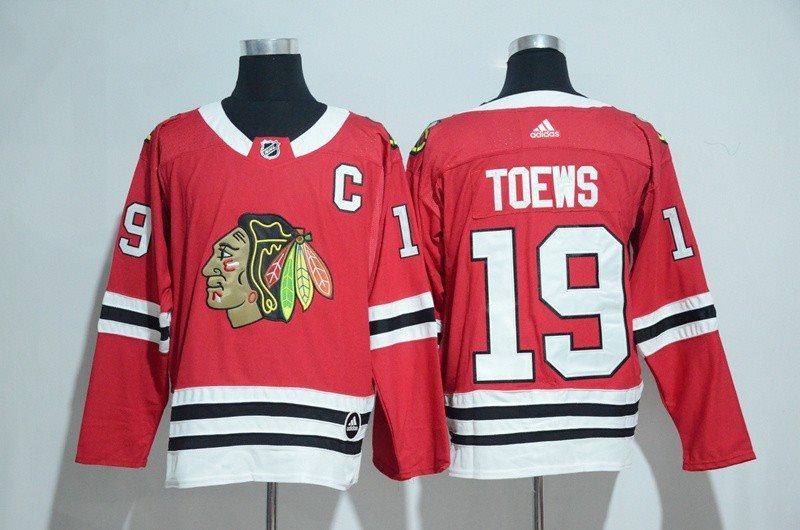 NHL Blackhawks 19 Jonathan Toews Red With C Patch Adidas Men Jersey