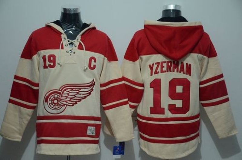 NHL Red Wings 19 Steve Yzerman Cream Men Sweatshirt