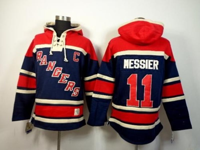 NHL Rangers 11 Mark Messier Navy Blue Men Sweatshirt