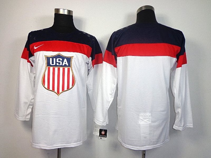 2014 Olympic Team USA Blank White Hockey Jersey