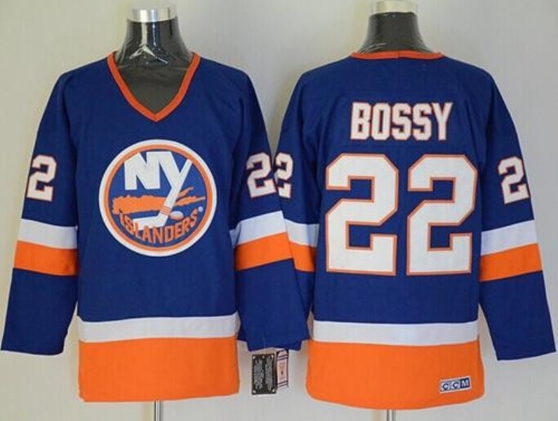 NHL Islanders 22 Mike Bossy Baby Blue CCM Throwback Men Jersey