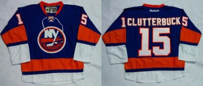NHL Islanders 15 Cal Clutterbuck Baby Blue Home Men Jersey