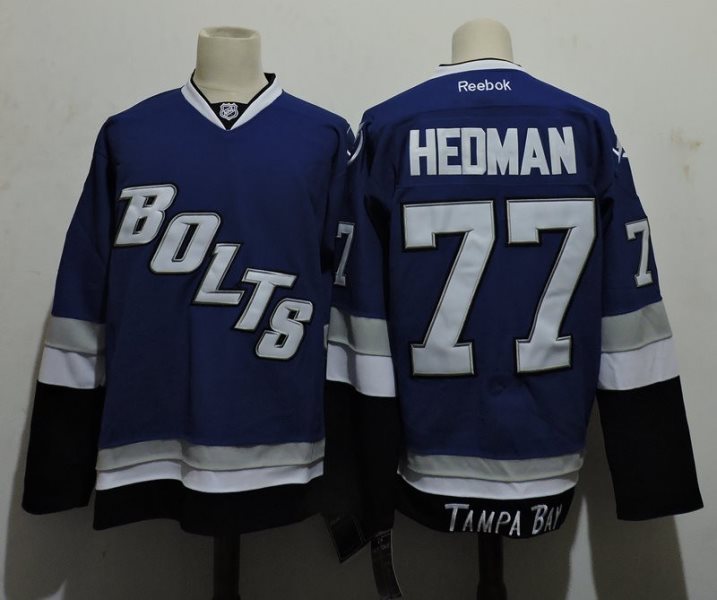 NHL Lightning 77 Victor Hedman Blue Men Jersey