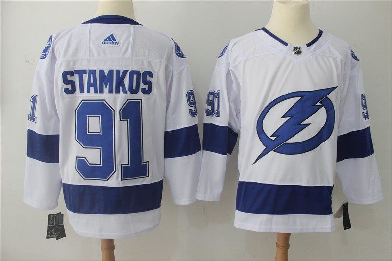 NHL Lightning 91 Steven Stamkos White Adidas Men Jersey