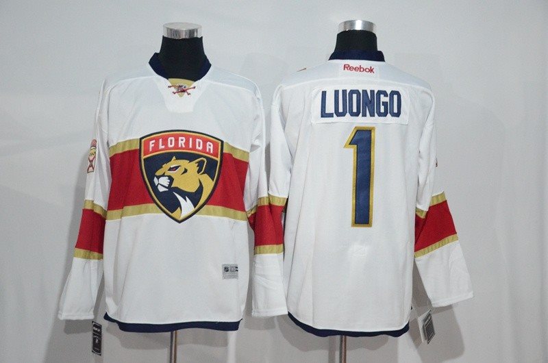 NHL Panthers 1 Roberto Luongo White New Logo Men Jersey