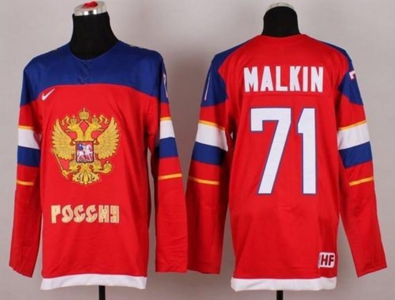 2014 Olympic Team Russia No.71 Evgeni Malkin Red Hockey Jersey