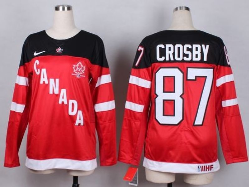Olympic CA. 87 Sidney Crosby Red 100th Anniversary Women Stitched NHL Jersey