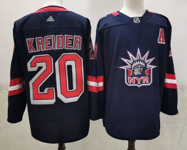 NHL Rangers 20 Chris Kreider 2020 New Adidas Men Jersey