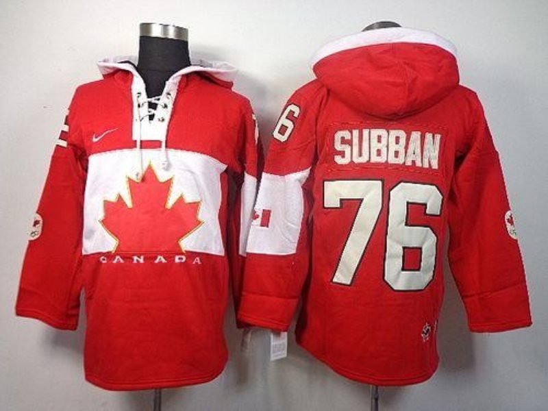 Olympic CA. 76 P.K Subban Red Sawyer Hooded Sweatshirt Stitched NHL Jersey