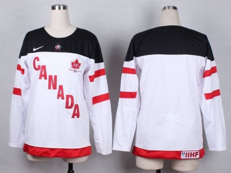 Olympic CA. Blank White 100th Anniversary Women Stitched NHL Jersey