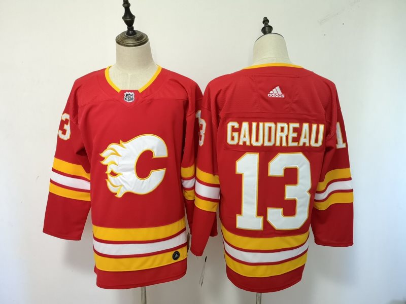 NHL Flames 13 Johnny Gaudreau Red Third Adidas Men Jersey
