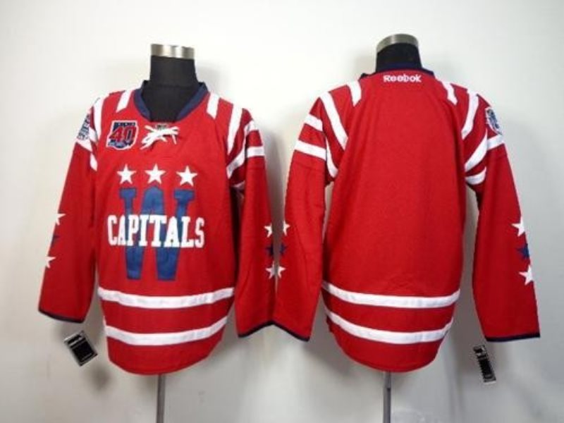 NHL Capitals Blank 2015 Winter Classic Red 40th Anniversary Men Jersey
