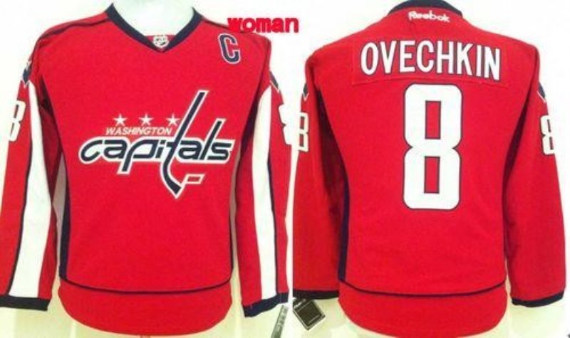NHL Capitals 8 Alex Ovechkin Red Home Women Jersey