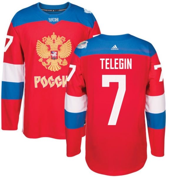 Team Russia 7 Ivan Telegin 2016 World Cup Of Hockey Red Jersey