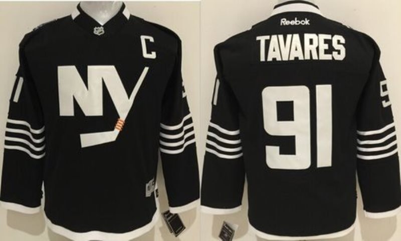 NHL Islanders 91 John Tavares Black Alternate Youth Jersey