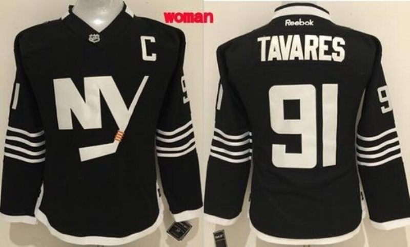 NHL Islanders 91 John Tavares Black Alternate Women Jersey