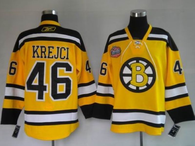NHL Bruins 46 David Krejci Winter Classic Yellow Men Jersey