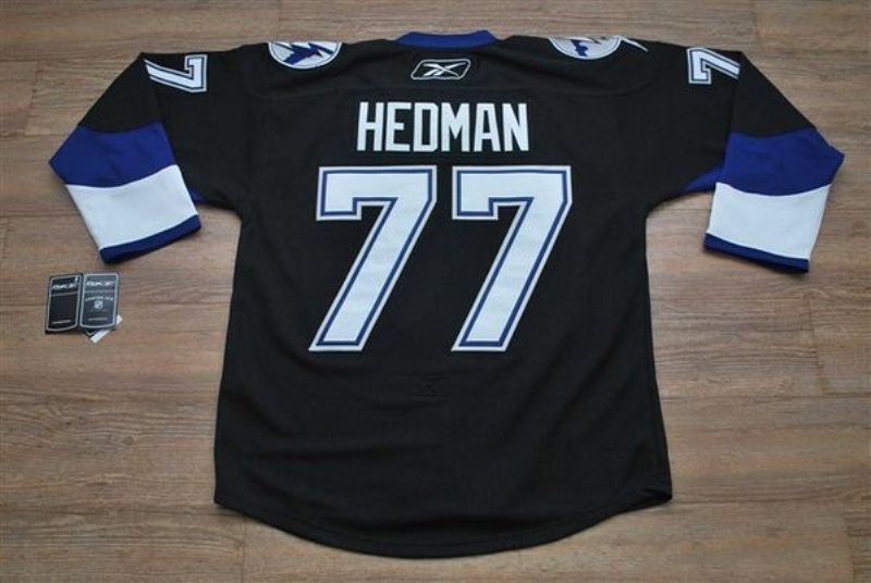 NHL Lightning 77 Victor Hedman Black Men Jersey