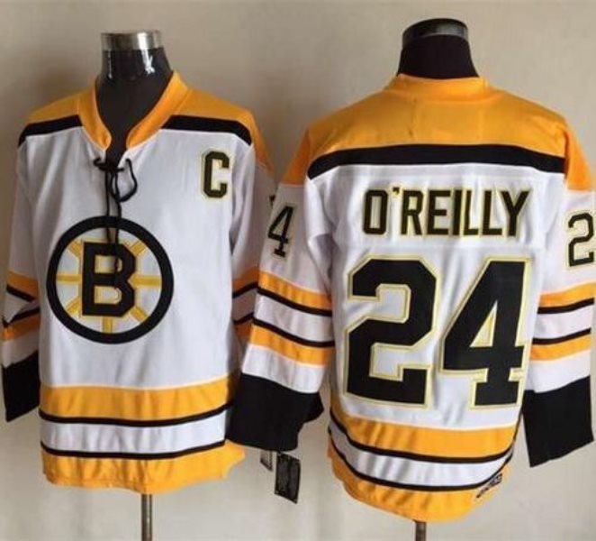 NHL Bruins 24 Terry O'Reilly White C Patch CCM Throwback Men Jersey