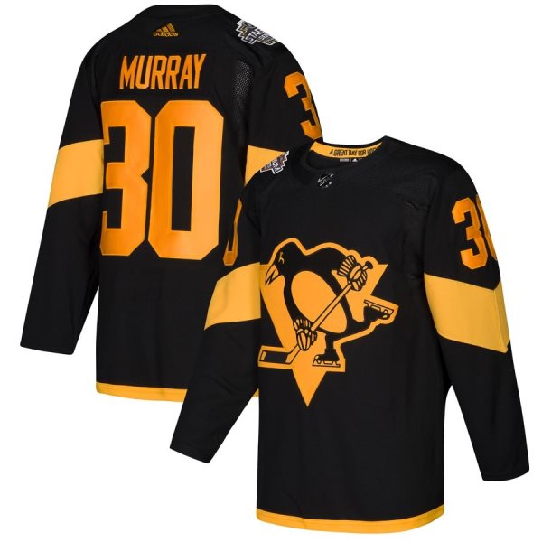 NHL Penguins 30 Matt Murray 2019 Stadium Series Black Adidas Men Jersey