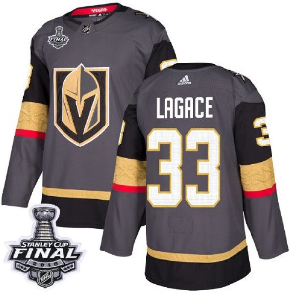 NHL Vegas Golden Knights 33 Maxime Lagace Adidas Gray 2018 Stanley Cup Final Patch Men Jersey