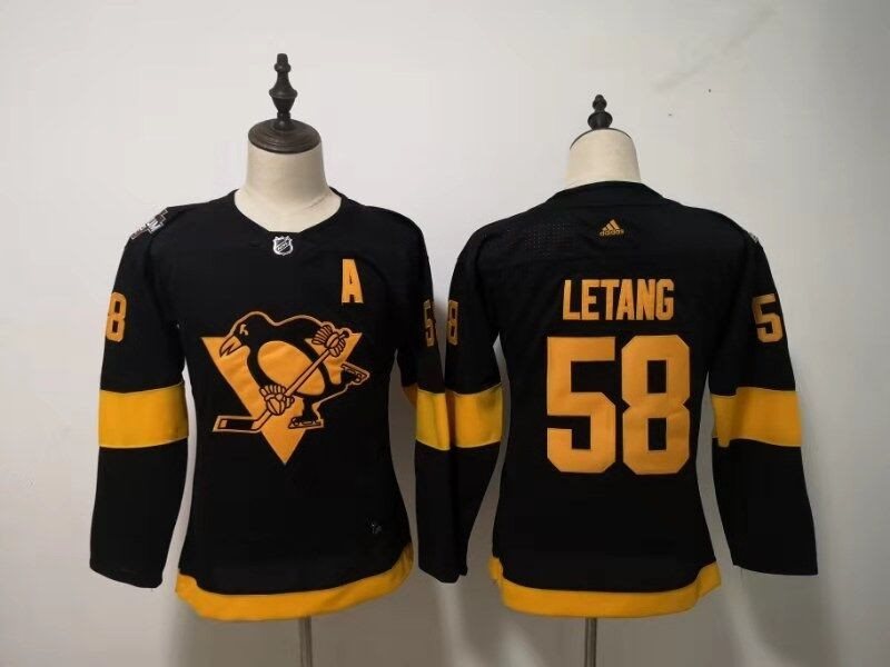 NHL Penguins 58 Kris Letang 2019 Stadium Series Black Adidas Women Jersey