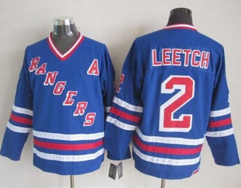 NHL Rangers 2 Brian Leetch Blue CCM Heroes of Alumni Men Jersey