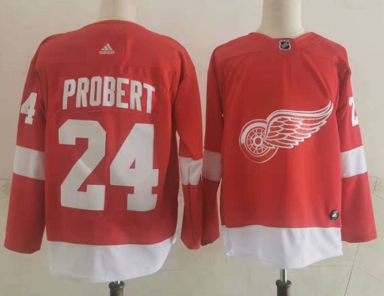NHL Red Wings 24 Probert Red Adidas Men Jersey