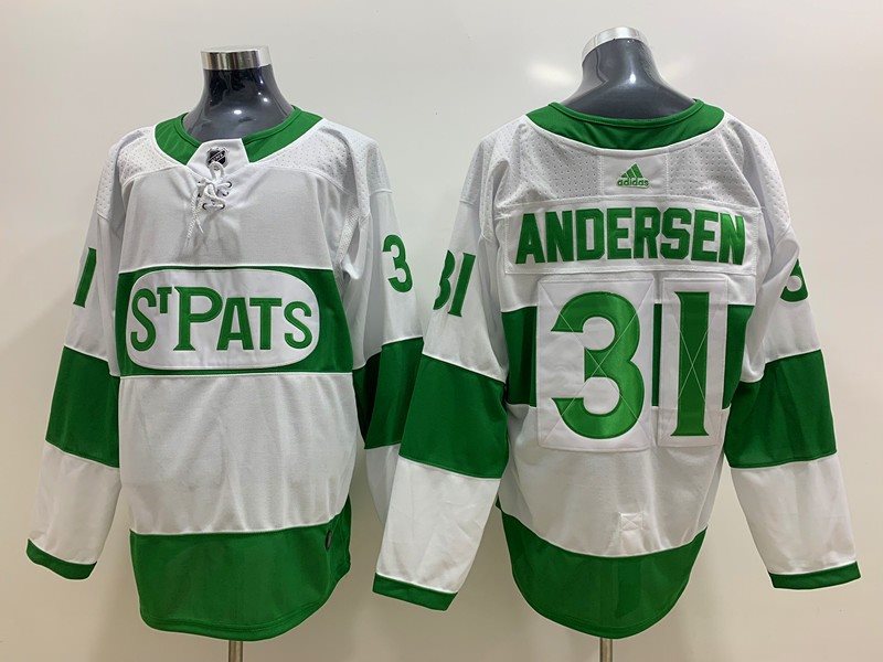 NHL Leafs 31 Frederik Andersen White 2019 St. Patrick's Day Adidas Men Jersey