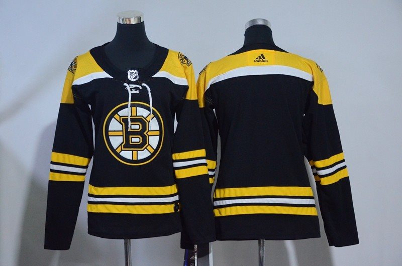 NHL Bruins Blank Black Adidas Women Jersey