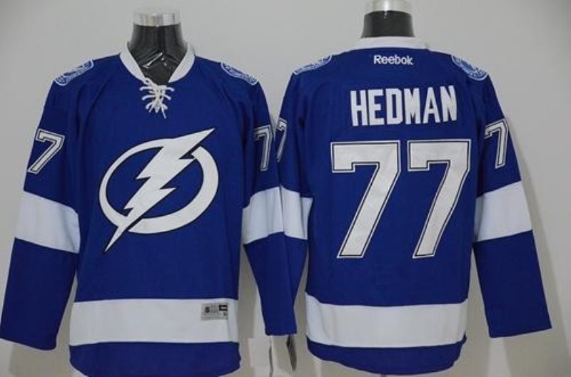 NHL Lightning 77 Victor Hedman Blue Men Jersey