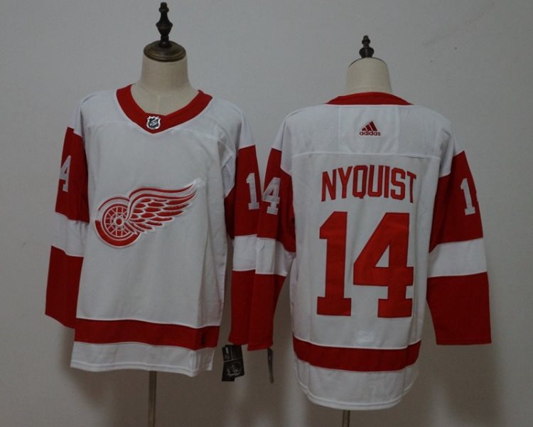 NHL Wings 14 Gustav Nyquist White Adidas Men Jersey