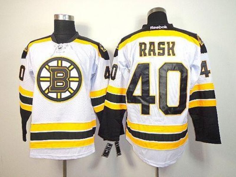 NHL Bruins 40 Tuukka Rask White Men Jersey