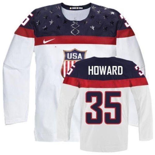2014 Olympic Team USA No.35 Jimmy Howard White Hockey Jersey