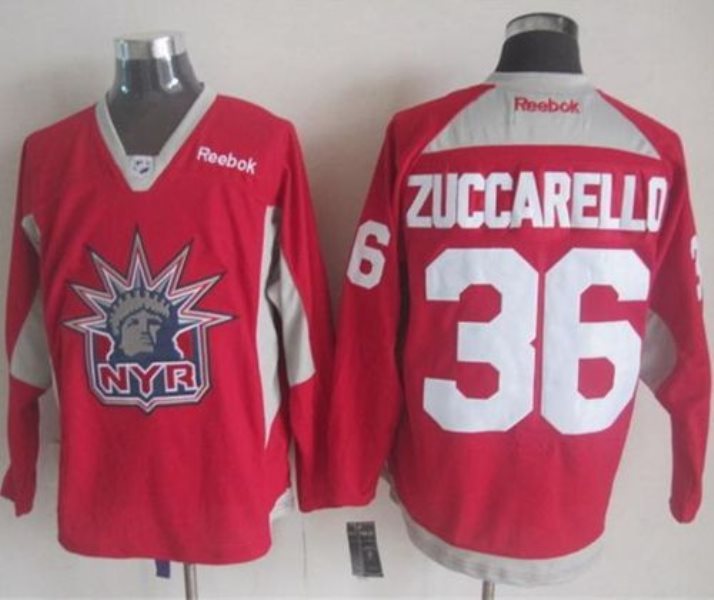 NHL Rangers 36 Mats Zuccarello Red Statue of Liberty Practice Men Jersey