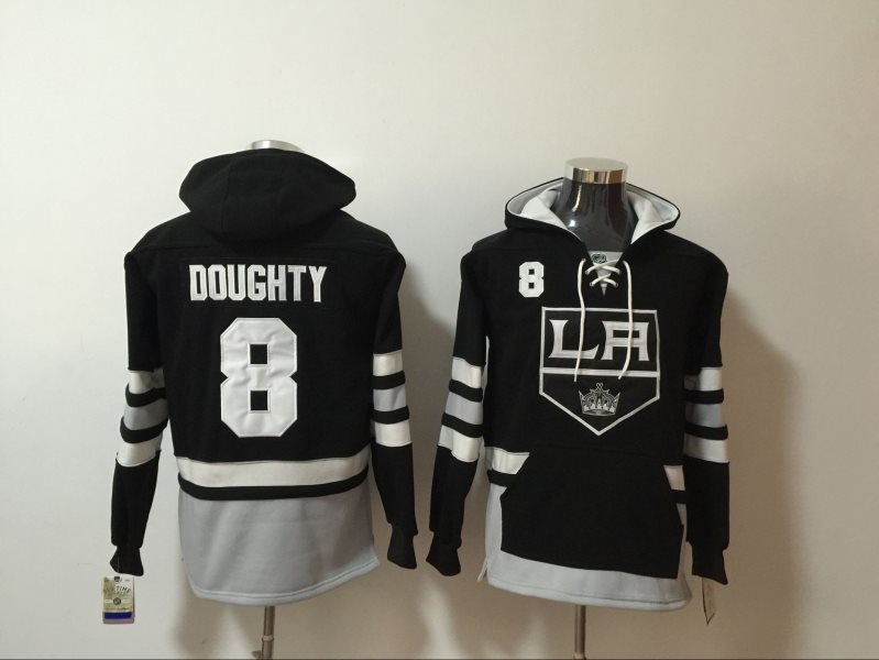 NHL Kings 8 Drew Doughty Black All Stitched Hooded Men Sweatshirt