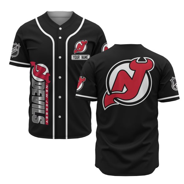 NHL New Jersey Devils Baseball Black Customized Jersey