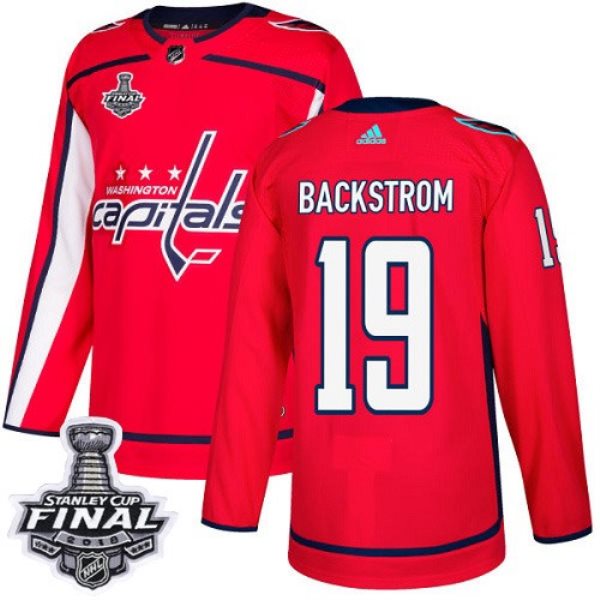 NHL Washington Capitals 19 Nicklas Backstrom Adidas Red 2018 Stanley Cup Final Patch Men Jersey