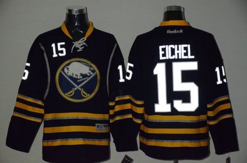 NHL Sabres 15 Jack Eichel Navy Blue Reflective Version Men Jersey