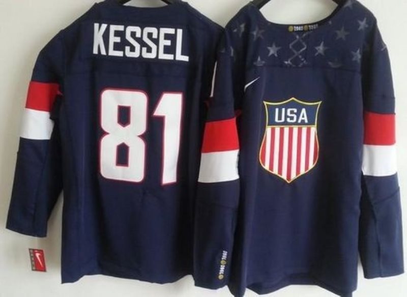 2014 Olympic Team USA No.81 Phil Kessel Navy Blue Female Stitched Hockey Jersey