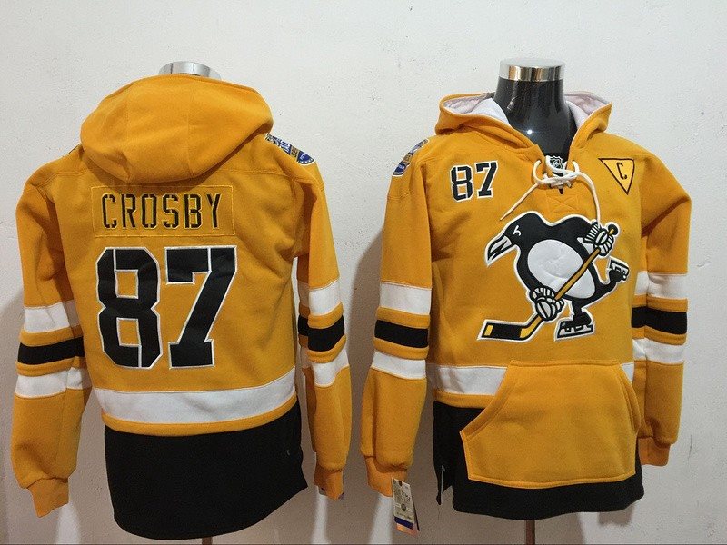 NHL Penguins 87 Sidney Crosby Yellow 2017 Stadium Series Reebok Men Sweatshirt