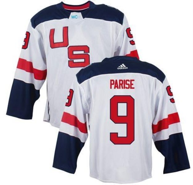 Team USA #9 Zach Parise White 2016 World Cup Stitched NHL Jersey