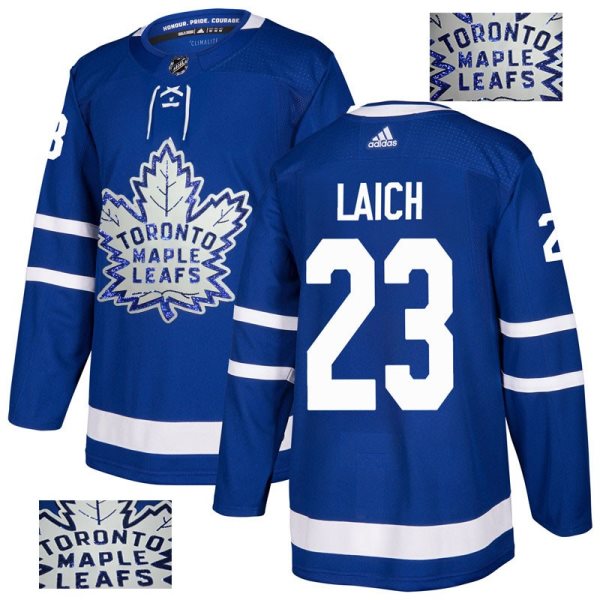 NHL Maple Leafs 23 Brooks Laich Blue Glittery Edition Adidas Men Jersey
