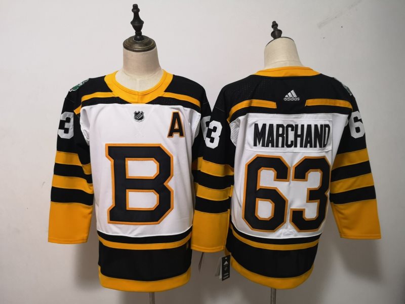 NHL Bruins 63 Brad Marchand White 2019 Winter Classic Adidas Men Jersey