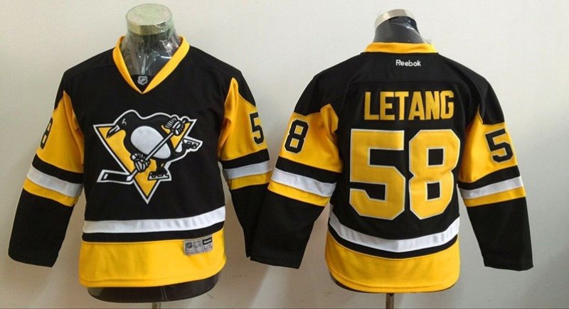NHL Penguins 58 Kris Letang Black Reebok Youth Jersey