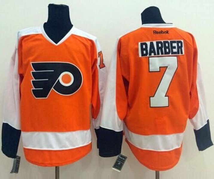 NHL Flyers 7 Bill Barber Orange Men Jersey